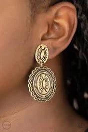 Earrings Ageless Artifact - Brass ♥ Clip-On Q2